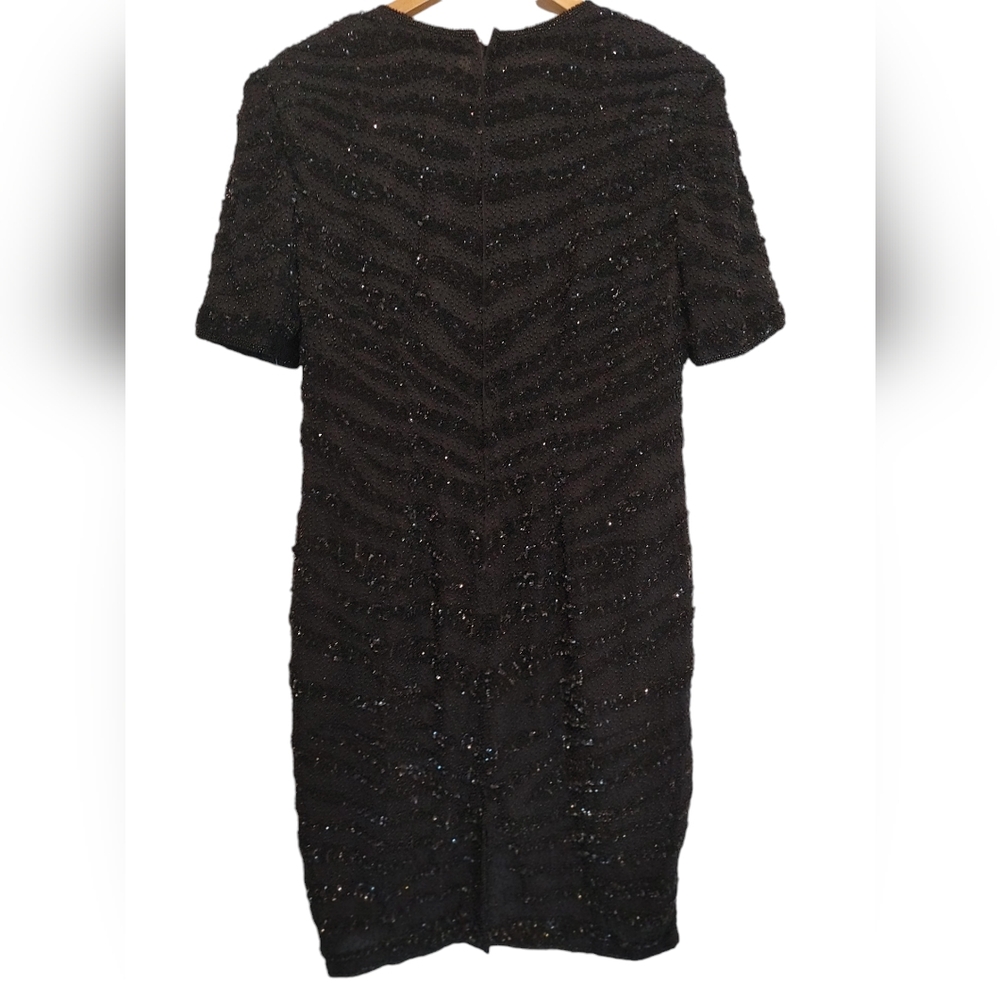 Niteline by Della Roufogali 1980's Beaded Black SILK Dress